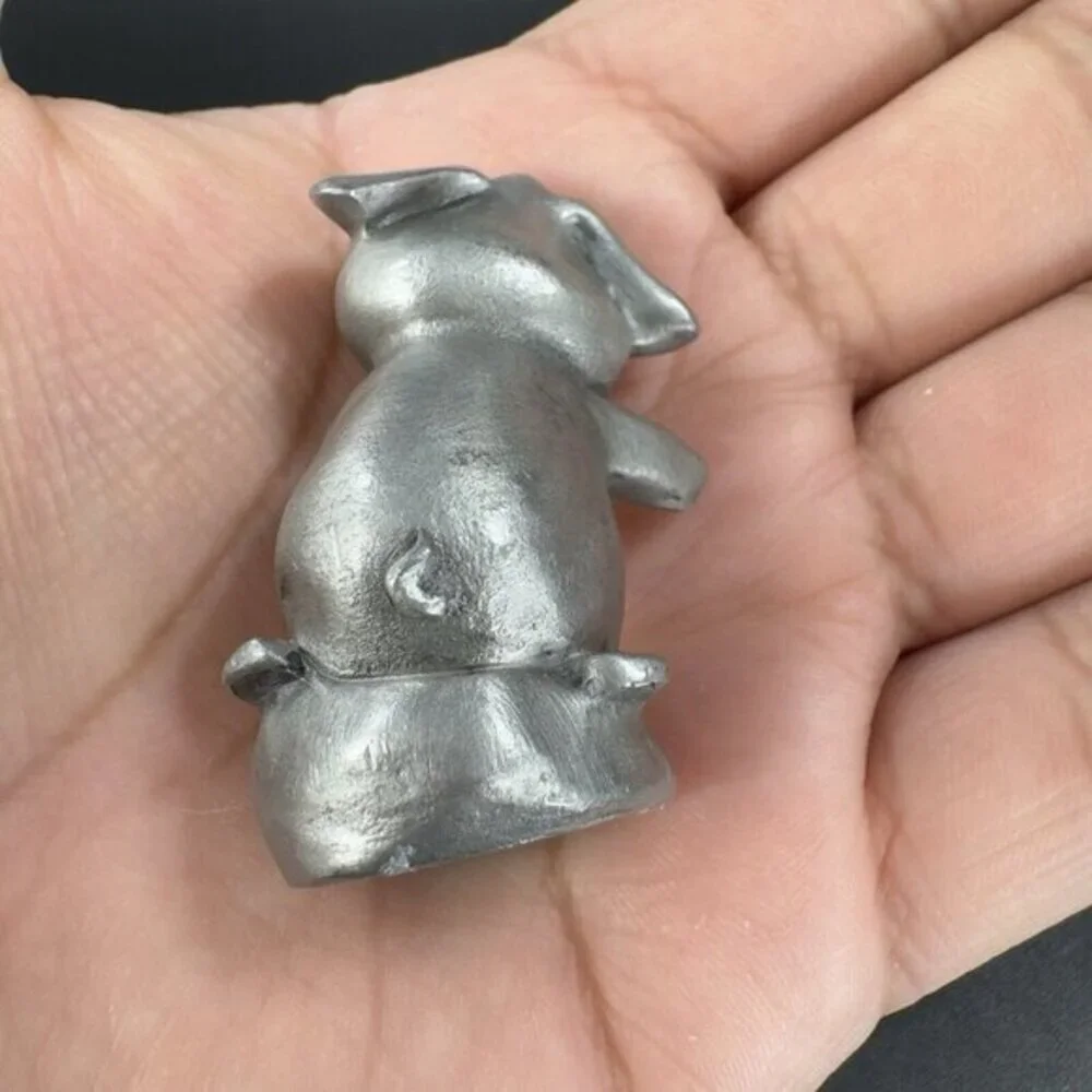1980 HUDSON Pewter Pig Skier Figurine USA Heavy Figure Hasper Metal‎ Miniature